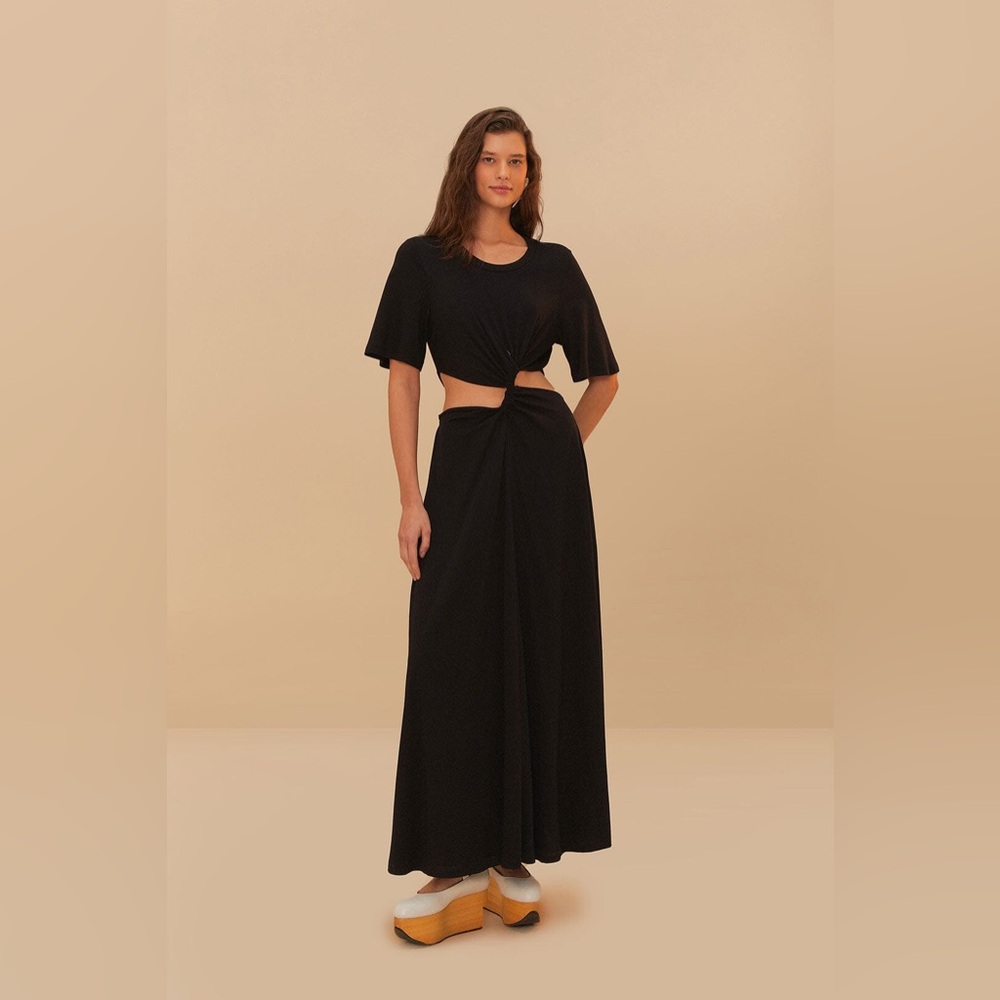 Farm Rio black cutout t shirt dress
